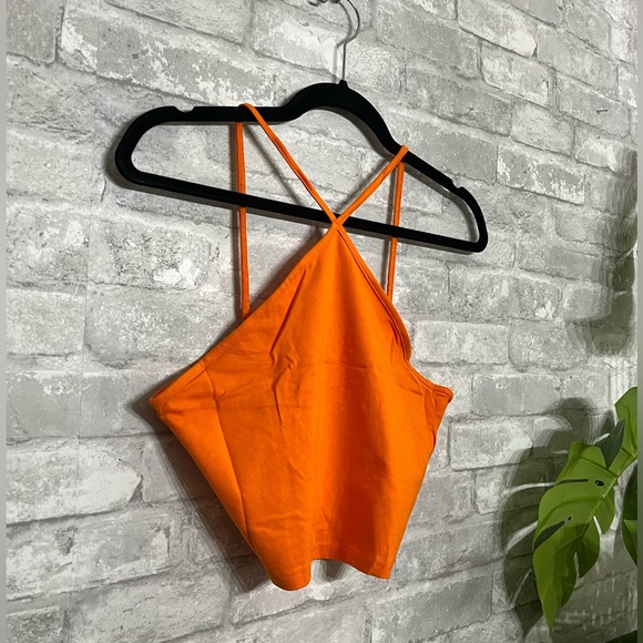 NEW - H&M Orange Halter Crop Top - Medium - Picture 2 of 5